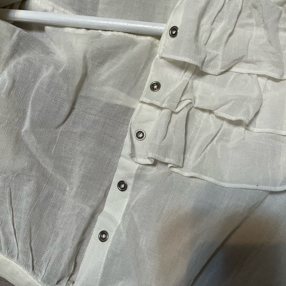H&M Sheer White Ruffled Blouse - Picture 6 of 6